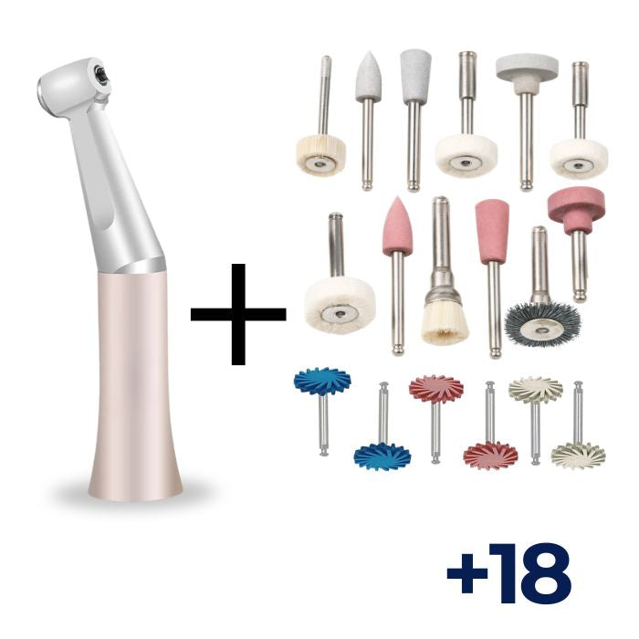 Contra Ángulo de Baja Velocidad + Set de 18 Piezas de Pulido