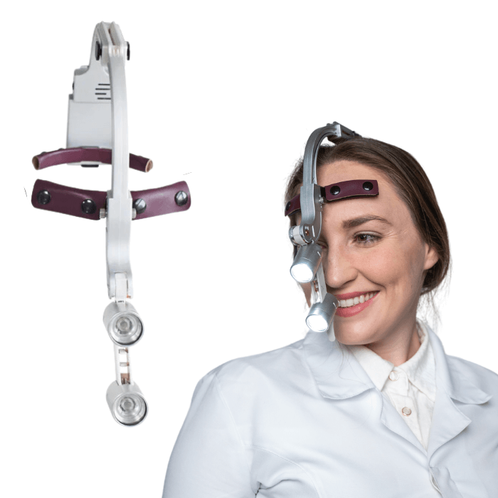 Lámpara Frontal M1 con 2 Lámparas y 2x Baterías Recarga detalle técnico de alta calidad