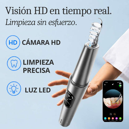 [locale:es] Limpiador dental ultrasónico con cámara HD: visión en vivo, limpieza precisa y luz LED