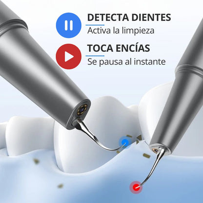 [locale:es] Sensor inteligente: detecta el diente y activa la limpieza, se pausa al tocar la encía