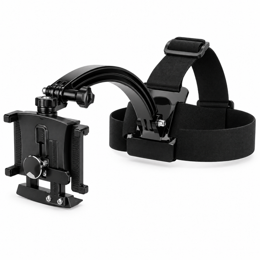 Soporte de cabeza para celular con correas ajustables y brazo articulado