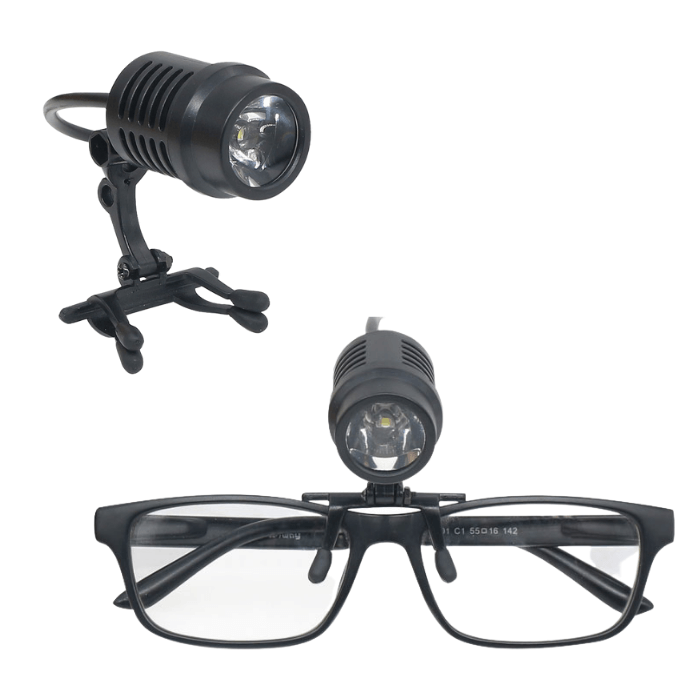 Lámpara frontal ultraligero de alta precisión para lupas y gafas
